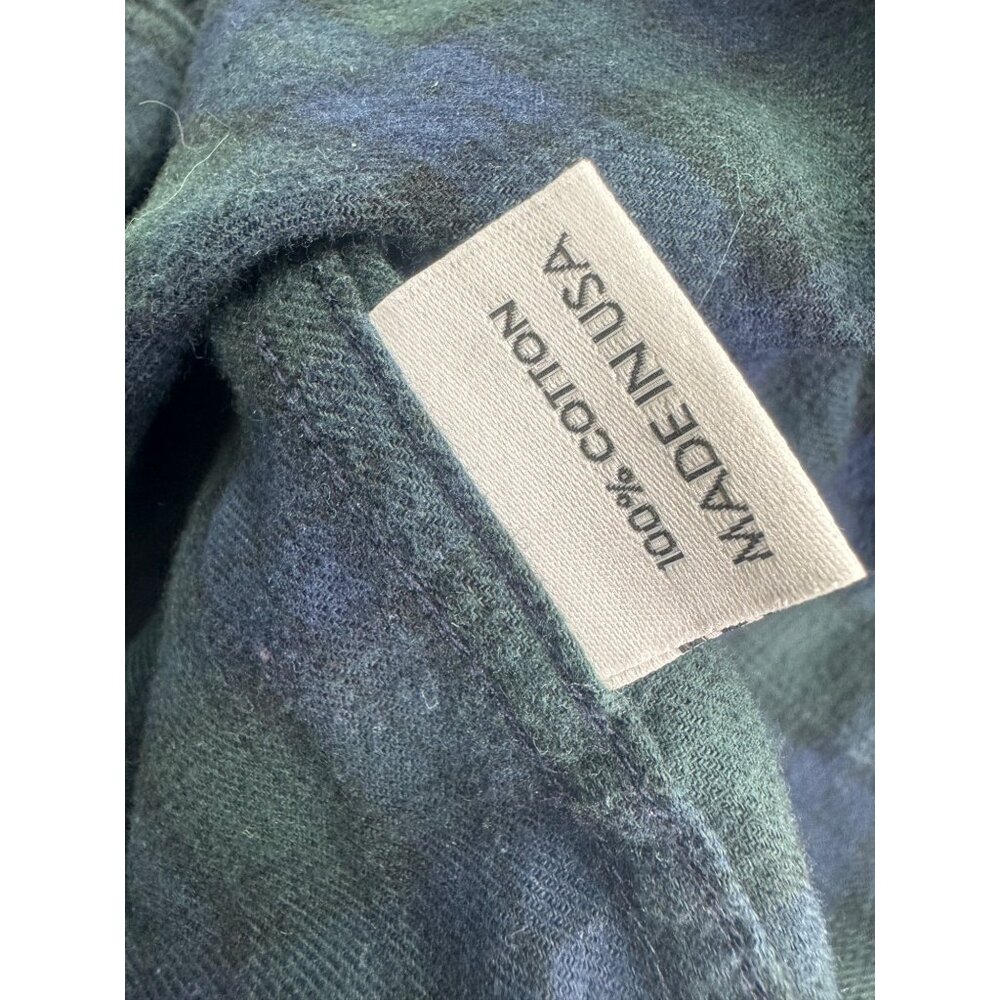 Gustin Men Flannel Shirt Large L Brushed Cotton Plaid Green Blue Made In USA - Picture 7 of 9